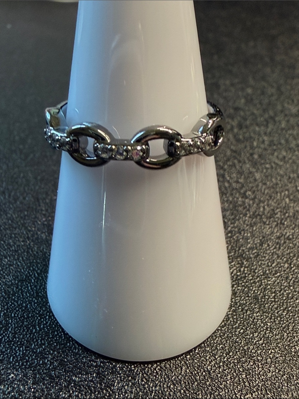 Chain-Link Ring with Sparkling Accents - Silver